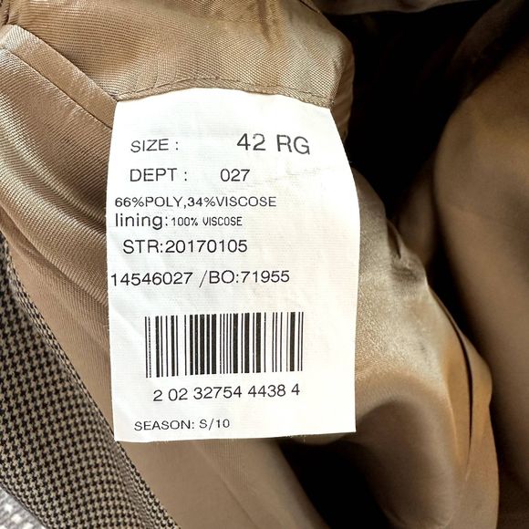 Brooks Brothers 346 Houndstooth Plaid 100% Wool Sports Coat tan/brown Size 42R - Picture 9 of 10